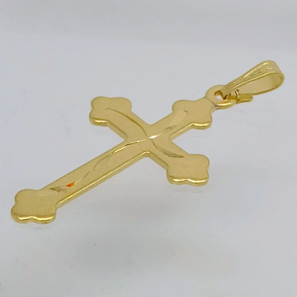 Karatbond Vintage Gold Y2K Diamond Cut Cross Necklace Pendant Made USA NOS New